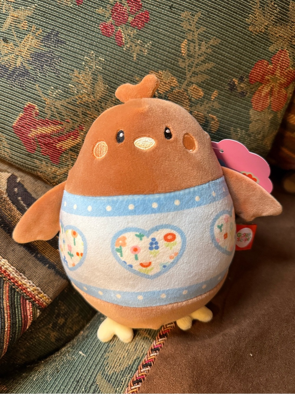 Gigglescape Eggimal Cute Heart Sweater Brown Chick 7" Stuffed Animal Plush NWT